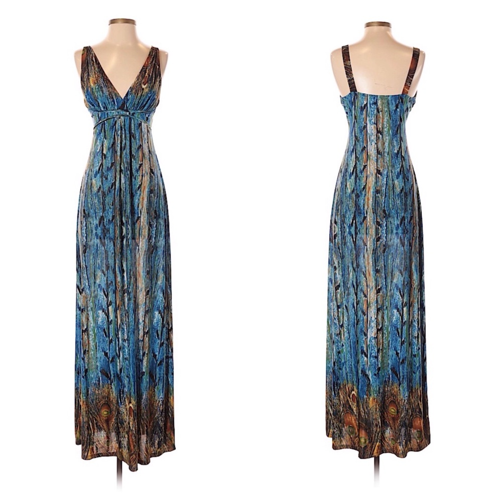Raindrops by Papillon Maxi Dress Size Medium